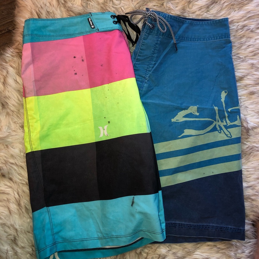 2 pair board shorts HURLEY & SALT LIFE MENS 34